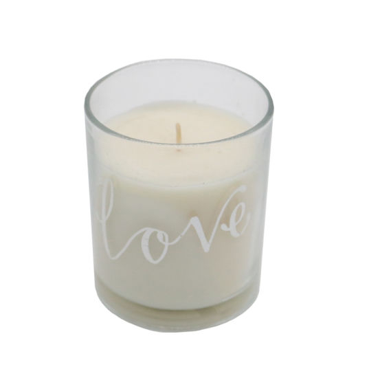 Scent Glass Candle with Decal Paper for Valentine`S Day