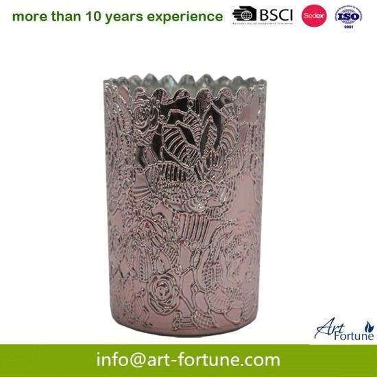 Electroplated Color Spray Glass Scented Candle with Engrave Embossed