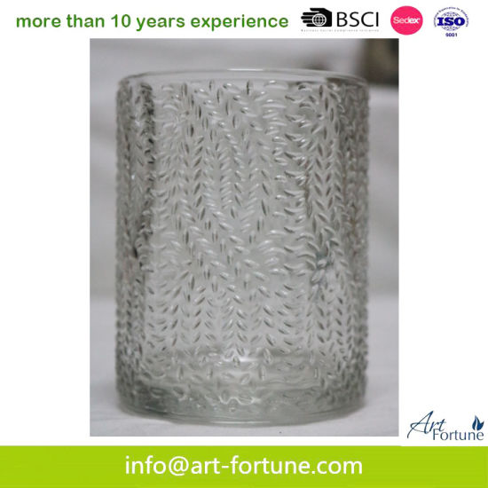 Clear Cut Glass Candle Container for Home Decor