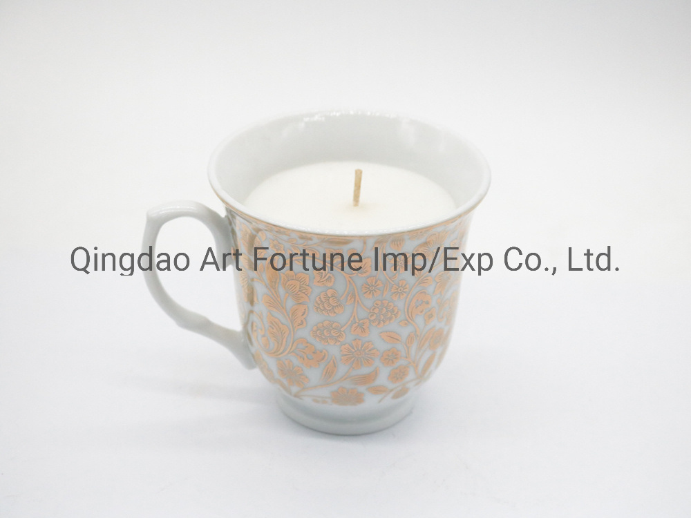 Scented Candle in Ceramic Cup for Home Decor