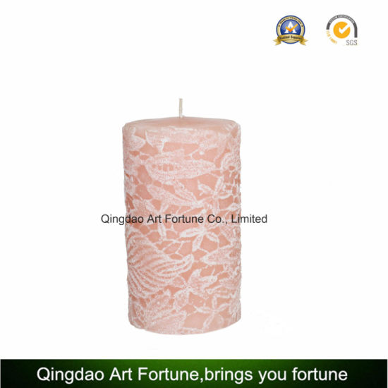 Metalic Embossed Pillar Candle for Home Decoration