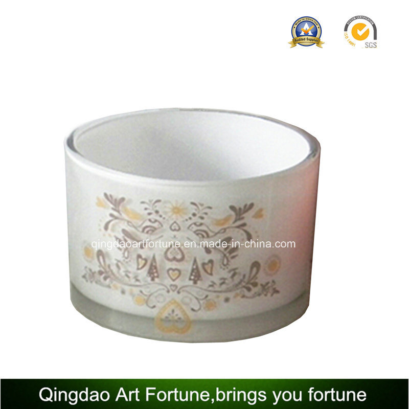 Big Printed Glass Candle Container for Candle and Flora Decor