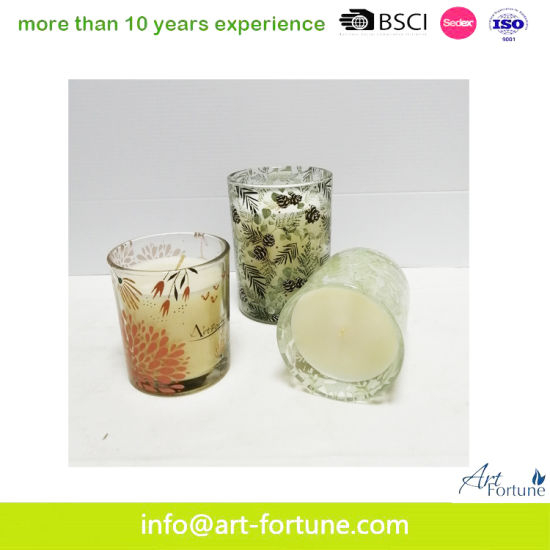 High Quality Scented Glass Candle with Decals Paper