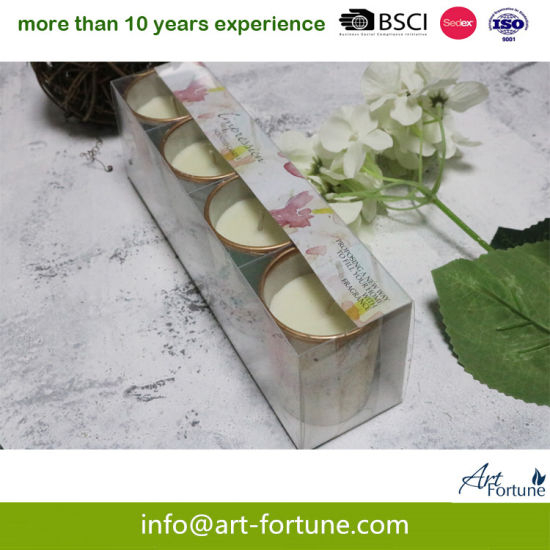 4pk Scented Glass Candle with Full Wrap Decal in PVC Box