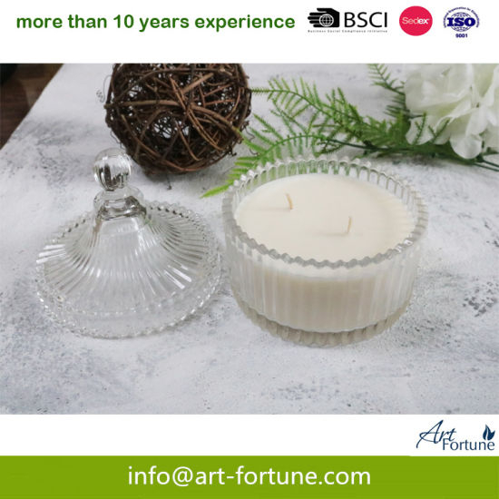 Scented Cut Glass Candle with Glass Lid for Home Decoration