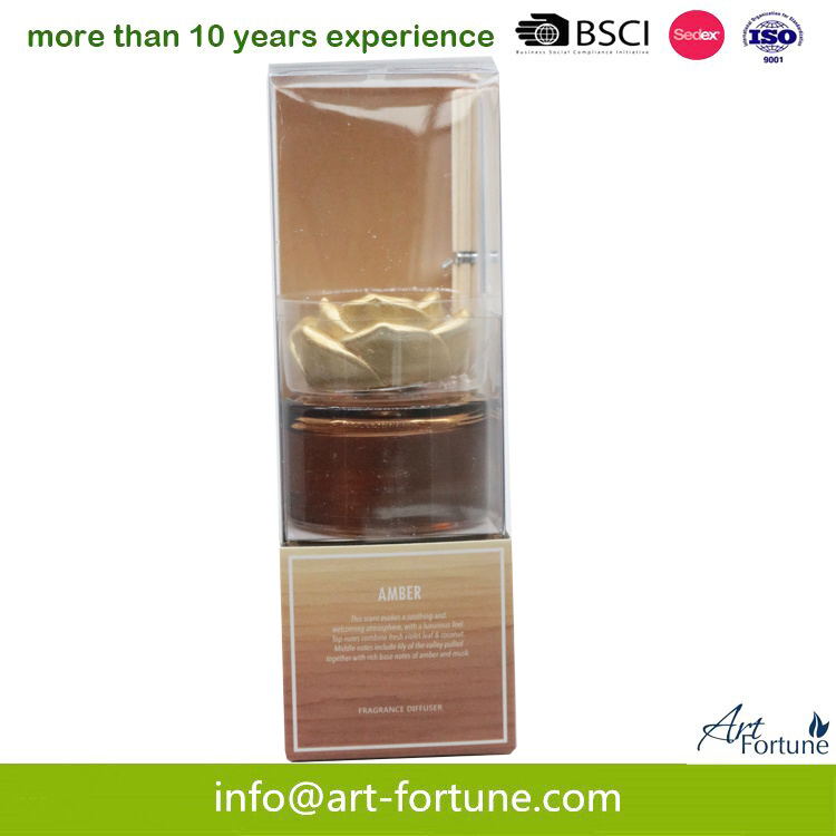 Luxury Essential Oil Reed Diffuser with Flower Shape Plaster Decoration for Home Fragrance