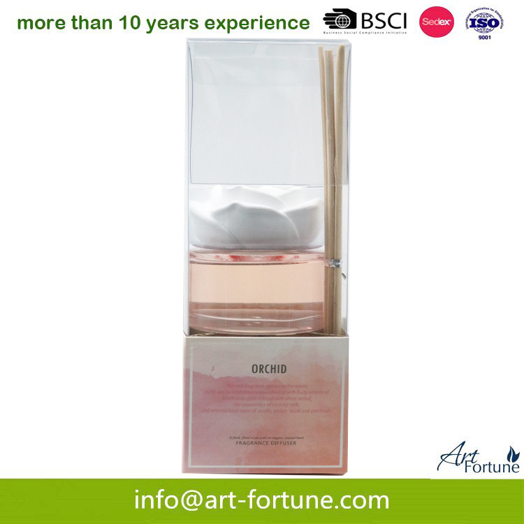 Luxury Essential Oil Reed Diffuser with Flower Shape Plaster Decoration for Home Fragrance