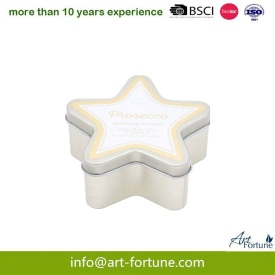 Star Shape Travel Tin Scent Candle with Color Label for Home Decor