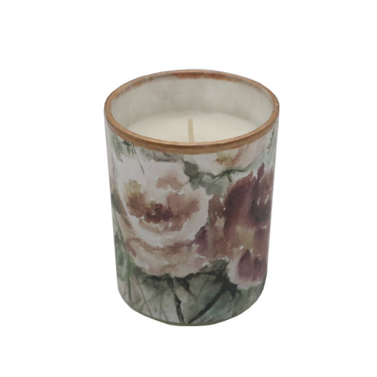 Scent Glass Candle with Color label and Print for Home Decor