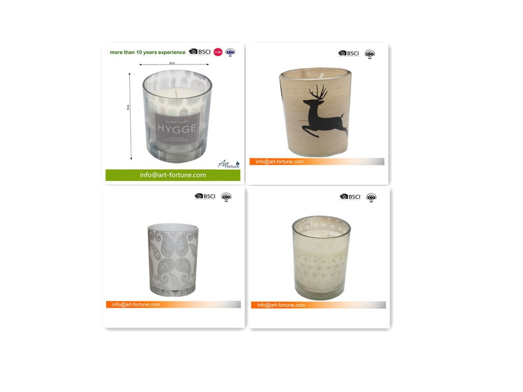 Hot Sale Glass Scented Candle with Paper Decal for Home Decor