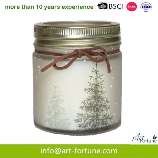 Pine Scent Glass Jar Candle for Christmas Festival